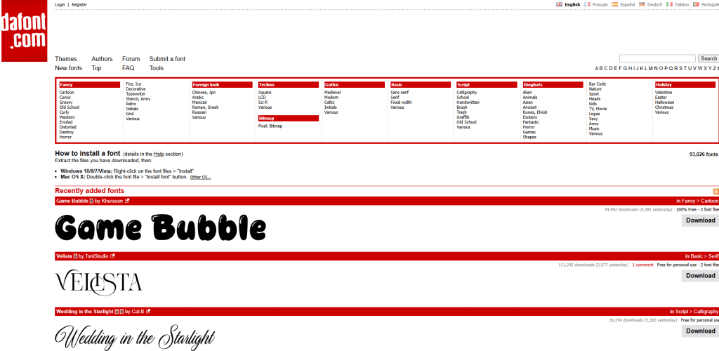 Website Download Font Gratis - DaFont