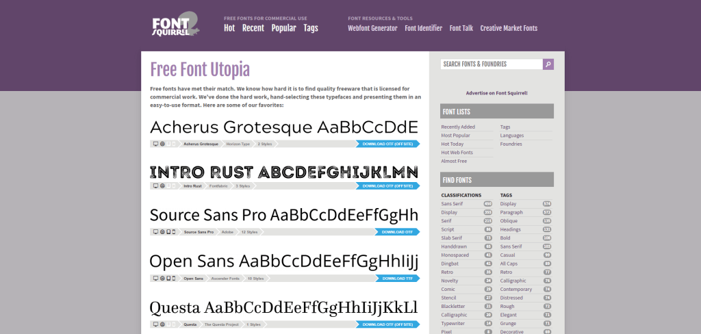 Website Download Font Gratis - Font Squirrel