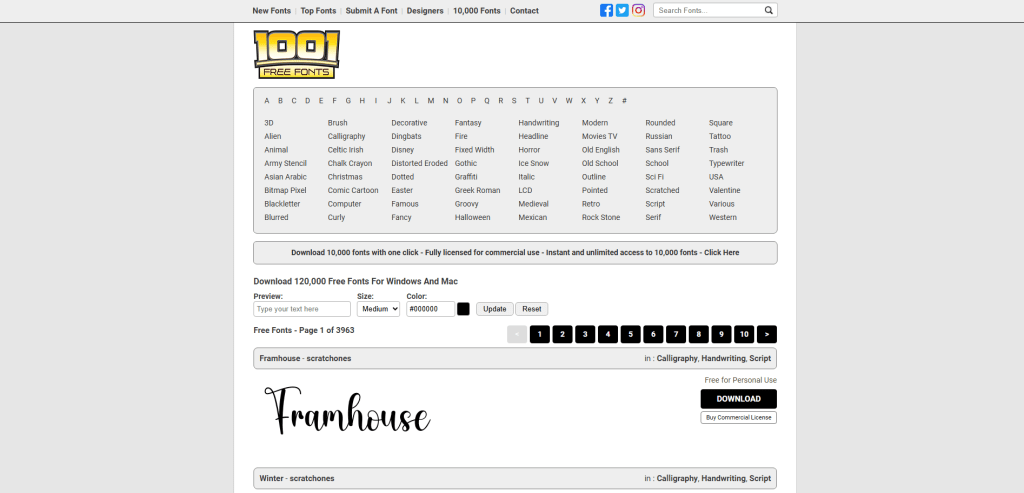 Website Download Font Gratis - 1001 Free Fonts