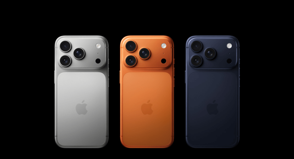 model iPhone 17 Series (iPhone 17, iPhone Air, iPhone 17 Pro, iPhone 17 Pro Max) dengan warna khas masing-masing, berjejer.