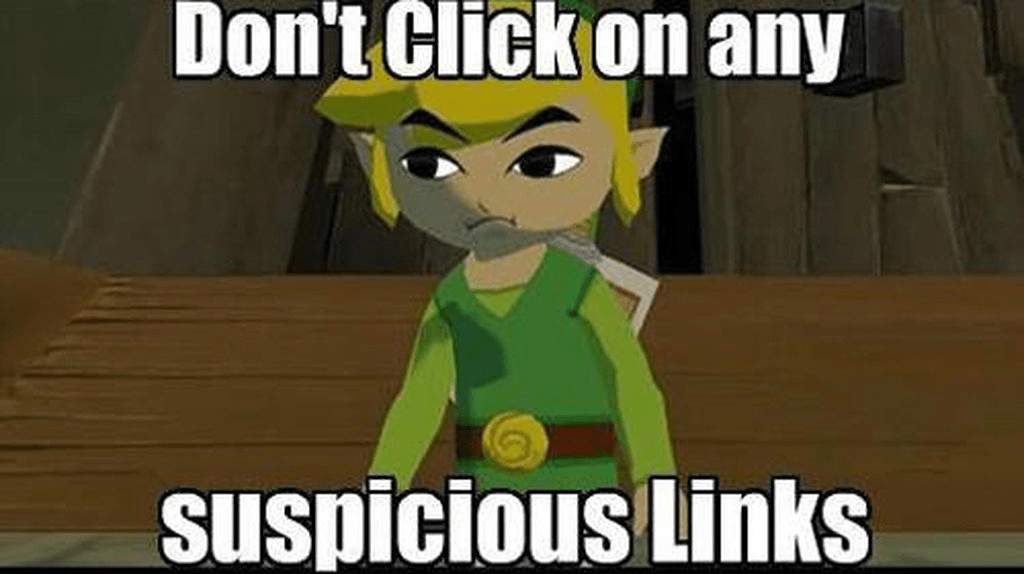 link dari legend of zelda memperingatkan jangan ngeklik link sembarangan