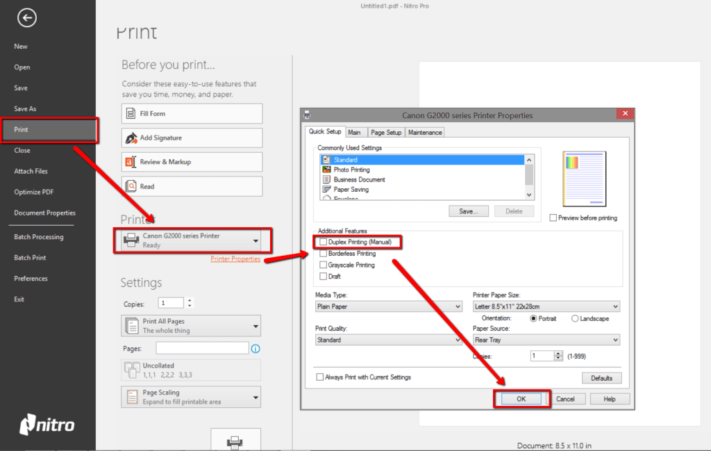 settingan duplex print di windows